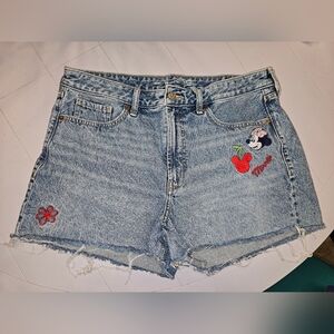Old Navy Disney Minnie Mouse Blue Jean Shorts Size 14 High Rise